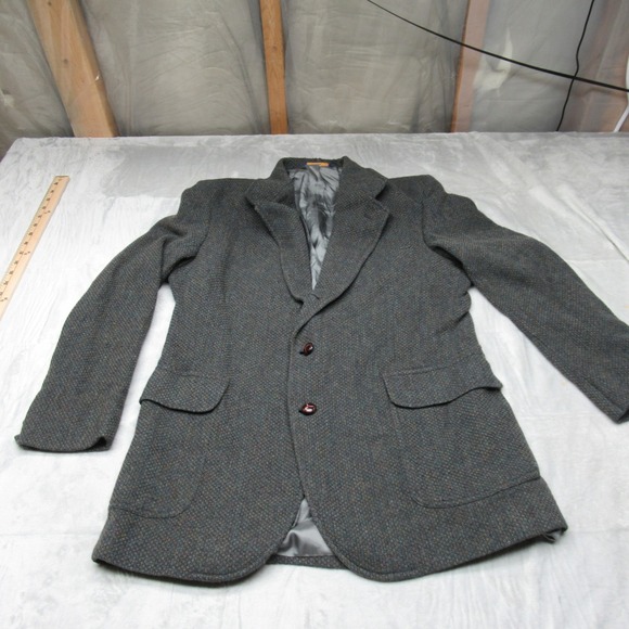 Pendleton Blazer Jacket Mens 42L Black Wool Tweed Sport Western Button VTG 90s